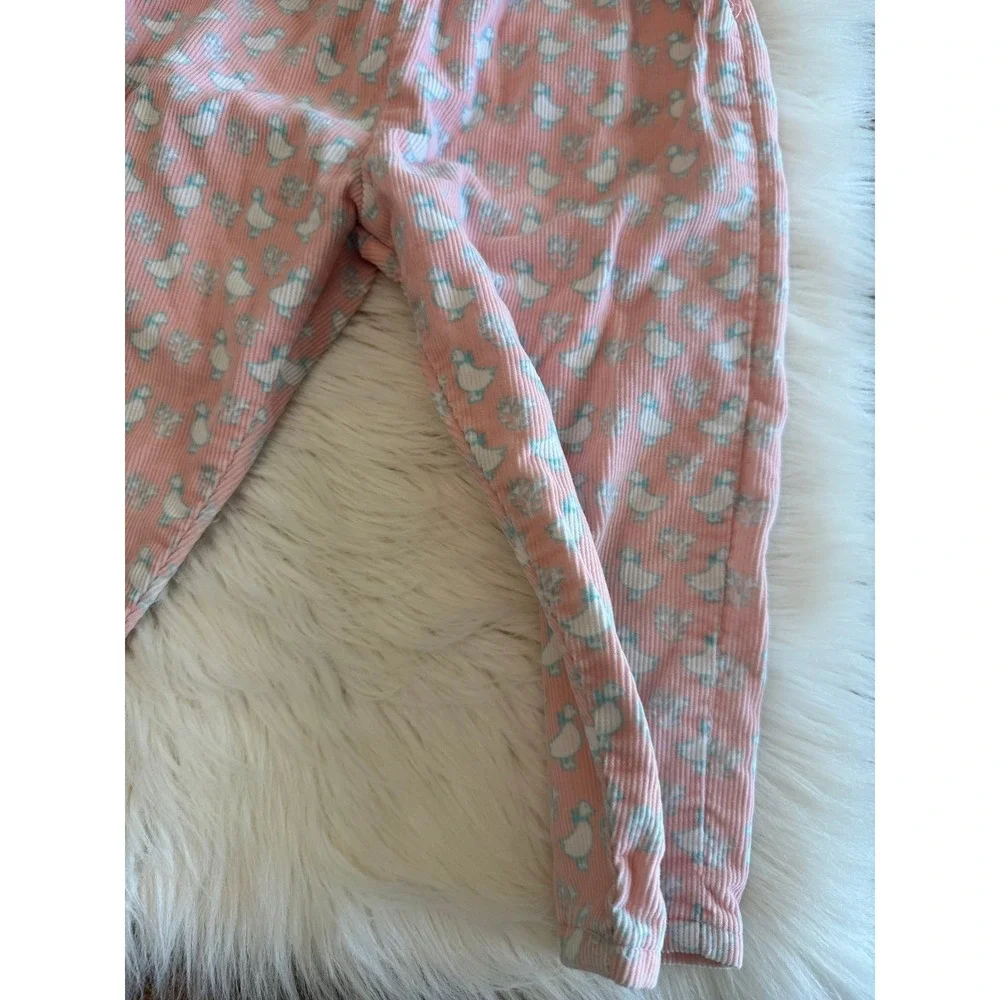 Vintage OshKosh B'gosh pink corduroy overalls duck goose‎ print size 2 EUC